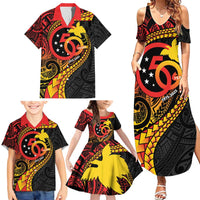 Papua New Guinea Tribal Tattoo Family Matching Summer Maxi Dress and Hawaiian Shirt 50th Independence Anniversary LT9 - Polynesian Pride