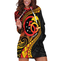 Papua New Guinea Tribal Tattoo Hoodie Dress 50th Independence Anniversary LT9 Black - Polynesian Pride