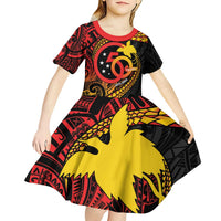 Papua New Guinea Tribal Tattoo Kid Short Sleeve Dress 50th Independence Anniversary LT9 - Polynesian Pride