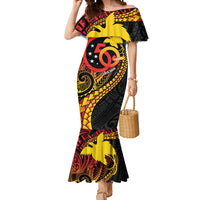 Papua New Guinea Tribal Tattoo Mermaid Dress 50th Independence Anniversary LT9 Women Black - Polynesian Pride