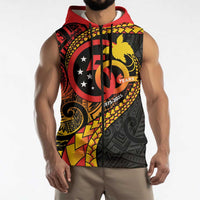 Papua New Guinea Tribal Tattoo Sleeveless Zip Hoodie 50th Independence Anniversary LT9 - Polynesian Pride
