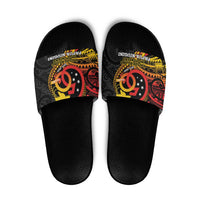 Papua New Guinea Tribal Tattoo Slide Sandals 50th Independence Anniversary - Polynesian Pride