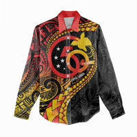 Papua New Guinea Tribal Tattoo Women Casual Shirt 50th Independence Anniversary LT9 - Polynesian Pride