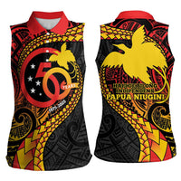 Papua New Guinea Tribal Tattoo Women Sleeveless Polo Shirt 50th Independence Anniversary LT9 - Polynesian Pride