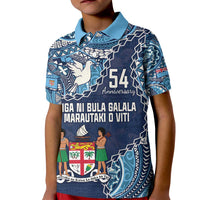 Personalised Fiji 54th Anniversary Kid Polo Shirt Siga Ni Bula Galala Marautaki O Viti LT9