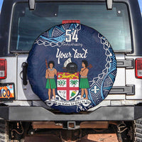 Personalised Fiji 54th Anniversary Spare Tire Cover Siga Ni Bula Galala Marautaki O Viti LT9 Blue - Polynesian Pride