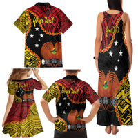 Personalised Papua New Guinea 49th Anniversary Family Matching Tank Maxi Dress and Hawaiian Shirt Hapi De bilong Indipendens Papua Niugini