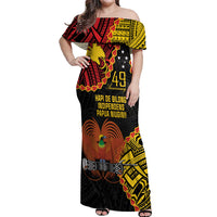 Personalised Papua New Guinea 49th Anniversary Off Shoulder Maxi Dress Hapi De bilong Indipendens Papua Niugini