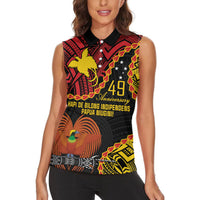 Personalised Papua New Guinea 49th Anniversary Women Sleeveless Polo Shirt Hapi De bilong Indipendens Papua Niugini