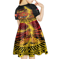 Personalised Papua New Guinea 49th Anniversary Kid Short Sleeve Dress Bird of Paradise Unity In Diversity