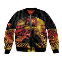 Personalised Papua New Guinea 49th Anniversary Sleeve Zip Bomber Jacket Bird of Paradise Unity In Diversity