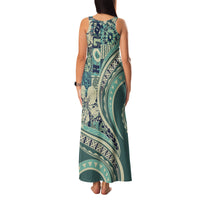 Hawaiian Hibiscus Tribal Vintage Motif Family Matching Tank Maxi Dress and Hawaiian Shirt Ver 1