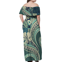 Hawaiian Hibiscus Tribal Vintage Motif Off Shoulder Maxi Dress Ver 1 LT9 - Polynesian Pride