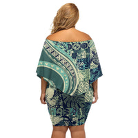 Hawaiian Hibiscus Tribal Vintage Motif Off Shoulder Short Dress Ver 1 LT9 - Polynesian Pride