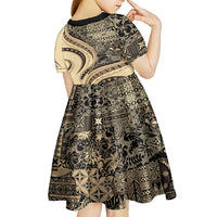 Hawaiian Hibiscus Tribal Vintage Motif Kid Short Sleeve Dress Ver 2