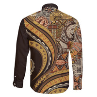 Hawaiian Hibiscus Tribal Vintage Motif Family Matching Off Shoulder Short Dress and Hawaiian Shirt Ver 4