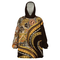 Hawaiian Hibiscus Tribal Vintage Motif Wearable Blanket Hoodie Ver 4 LT9 One Size Gold - Polynesian Pride