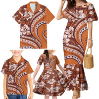 Hawaiian Hibiscus Tribal Vintage Motif Family Matching Mermaid Dress and Hawaiian Shirt Ver 5