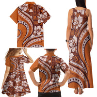 Hawaiian Hibiscus Tribal Vintage Motif Family Matching Tank Maxi Dress and Hawaiian Shirt Ver 5