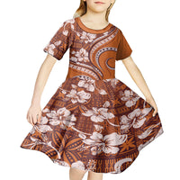Hawaiian Hibiscus Tribal Vintage Motif Kid Short Sleeve Dress Ver 5