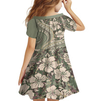 Hawaiian Hibiscus Tribal Vintage Motif Family Matching Off Shoulder Short Dress and Hawaiian Shirt Ver 6 LT9 - Polynesian Pride