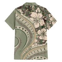 Hawaiian Hibiscus Tribal Vintage Motif Family Matching Off Shoulder Short Dress and Hawaiian Shirt Ver 6 LT9 - Polynesian Pride