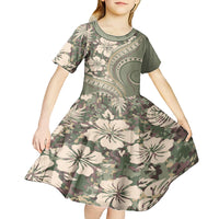 Hawaiian Hibiscus Tribal Vintage Motif Kid Short Sleeve Dress Ver 6