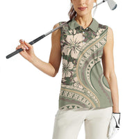 Hawaiian Hibiscus Tribal Vintage Motif Women Sleeveless Polo Shirt Ver 6