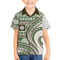 Hawaiian Hibiscus Tribal Vintage Motif Kid Hawaiian Shirt Ver 7 LT9 Kid Green - Polynesian Pride