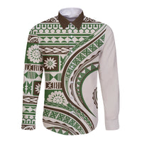 Hawaiian Hibiscus Tribal Vintage Motif Long Sleeve Button Shirt Ver 7