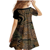 Hawaiian Hibiscus Tribal Vintage Motif Family Matching Mermaid Dress and Hawaiian Shirt Ver 8