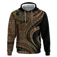 Hawaiian Hibiscus Tribal Vintage Motif Zip Hoodie Ver 8 LT9 Pullover Hoodie Brown - Polynesian Pride