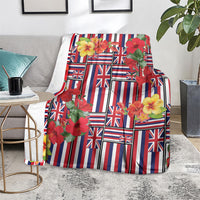 Hawaii Hibiscus Lei Blanket Hawaiian Flag Motif LT9 - Polynesian Pride