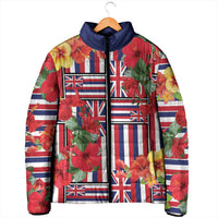 Hawaii Hibiscus Lei Padded Jacket Hawaiian Flag Motif LT9 - Polynesian Pride
