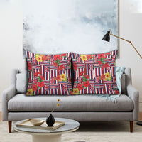Hawaii Hibiscus Lei Pillow Cover Hawaiian Flag Motif