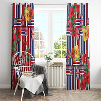 Hawaii Hibiscus Lei Window Curtain Hawaiian Flag Motif LT9 - Polynesian Pride