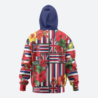 Hawaii Hibiscus Lei Zip Hoodie Hawaiian Flag Motif