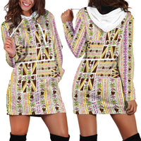 Hawaii Lokelani Pikake Lei Hoodie Dress Hawaiian Flag Motif LT9 - Polynesian Pride