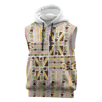 Hawaii Lokelani Pikake Lei Sleeveless Hoodie Hawaiian Flag Motif