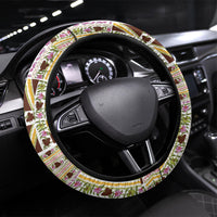 Hawaii Lokelani Pikake Lei Steering Wheel Cover Hawaiian Flag Motif