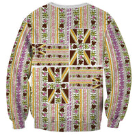 Hawaii Lokelani Pikake Lei Sweatshirt Hawaiian Flag Motif