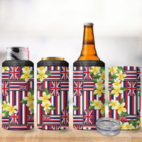 Hawaii Plumeria Lei 4 in 1 Can Cooler Tumbler Hawaiian Flag Motif LT9 - Polynesian Pride