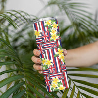 Hawaii Plumeria Lei Skinny Tumbler Hawaiian Flag Motif LT9 - Polynesian Pride