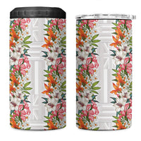 Hawaii Tropical Twist Lei 4 in 1 Can Cooler Tumbler Hawaiian Flag Motif LT9 One Size: 16 oz White - Polynesian Pride