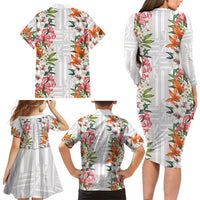 Hawaii Tropical Twist Lei Family Matching Long Sleeve Bodycon Dress and Hawaiian Shirt Hawaiian Flag Motif LT9 - Polynesian Pride