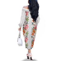 Hawaii Tropical Twist Lei Family Matching Off The Shoulder Long Sleeve Dress and Hawaiian Shirt Hawaiian Flag Motif LT9 - Polynesian Pride