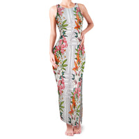 Hawaii Tropical Twist Lei Family Matching Tank Maxi Dress and Hawaiian Shirt Hawaiian Flag Motif LT9 Mom's Dress White - Polynesian Pride