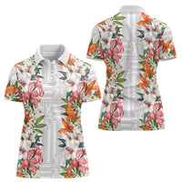 Hawaii Tropical Twist Lei Women Polo Shirt Hawaiian Flag Motif LT9 - Polynesian Pride
