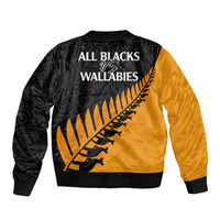 Australia Wallabies and Aotearoa Rugby Bomber Jacket Kangaroo Black Fern Maori Gold Vibe LT9 - Polynesian Pride