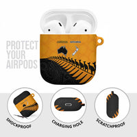 Australia New Zealand Rugby AirPods Case Gold Aboriginal Wallabies and Maori Black Fern - Polynesian Pride